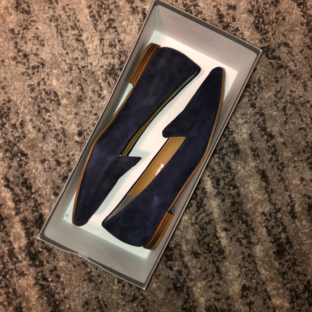 Everlane blue suede loafers, brand new sz 9